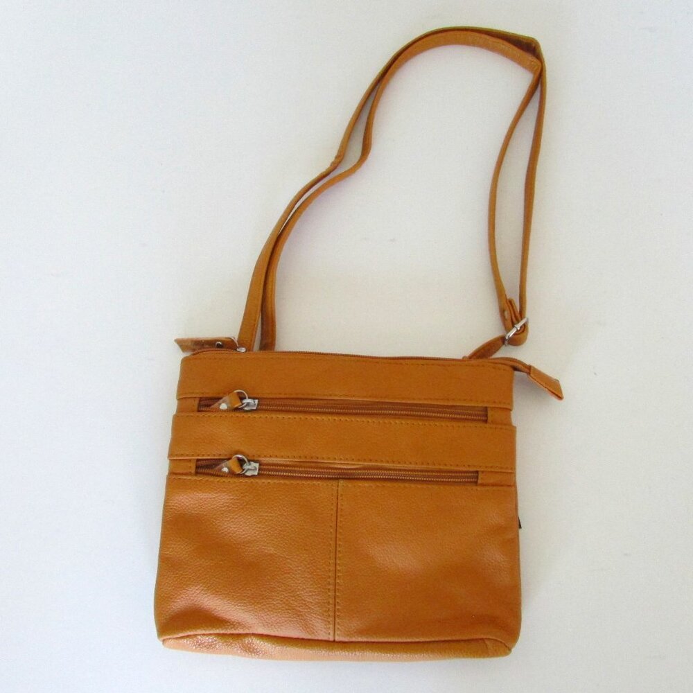 NEW Bentley Leather Crossbody Multi-Zipper Purse